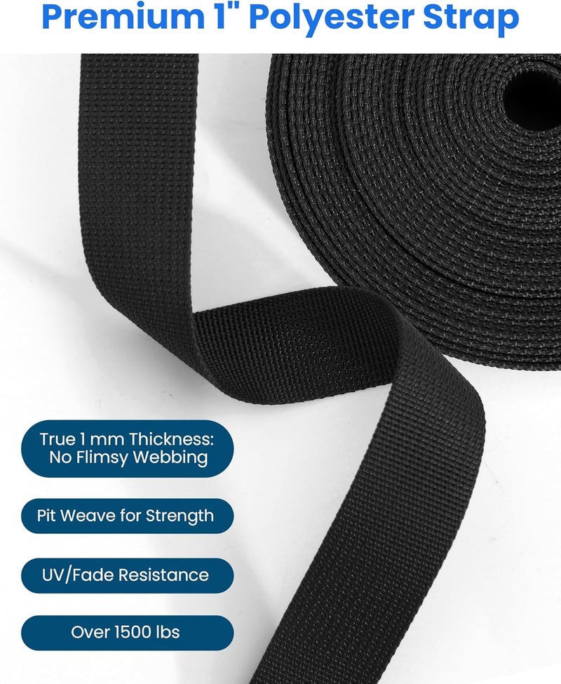 voltrish Buckle & Strap Kit - 6 Yards 1 Inch Wide Polyester Webbing Stronger Than Nylon, 6 Plastic Quick Release Buckles & 12 Triglide Clips, Adjustable Extender Straps for Backpack, Dog Collar, Fanny Pack - Image 5